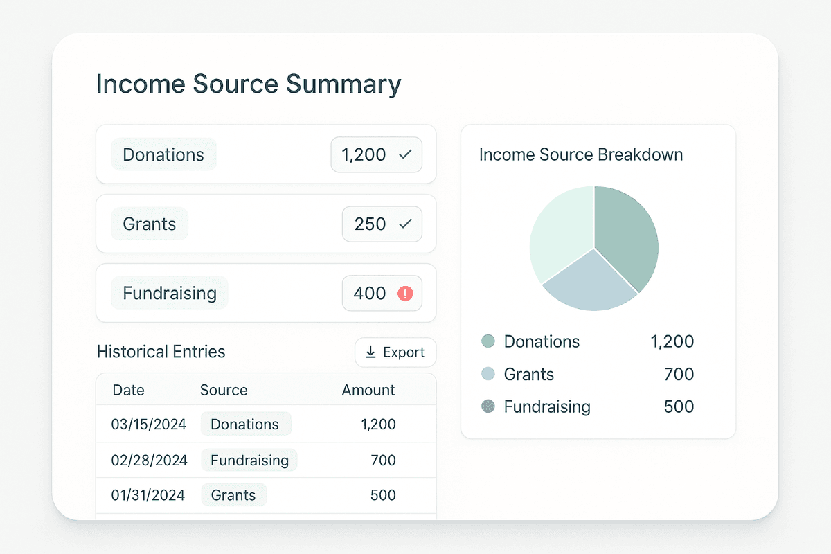 Income Source Summary visualization